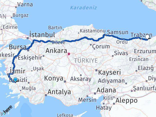Aydın Of Trabzon Arası Kaç Km - Yol Haritası
