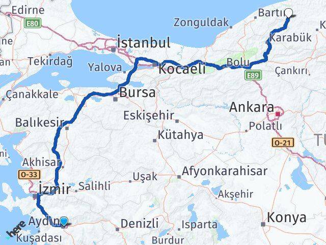 Aydın Pınarbaşı Kastamonu Arası Kaç Km - Yol Haritası