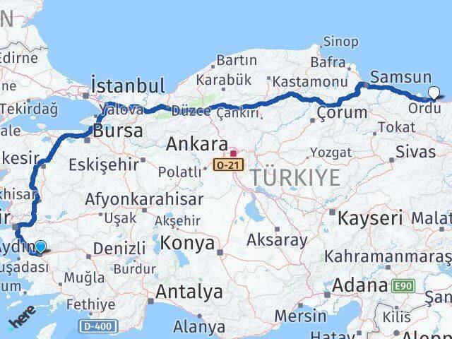 Aydın Piraziz Arası Kaç Km - Yol Tarifi