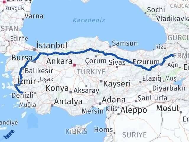 Aydın Şenkaya Erzurum Arası Kaç Km - Yol Haritası
