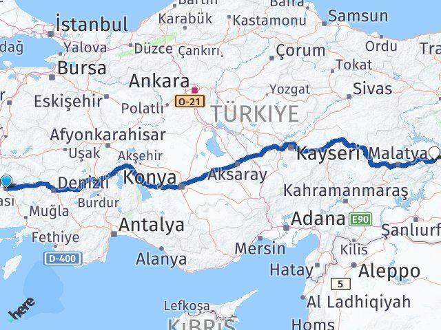 Aydın Sivrice Elazığ Arası Kaç Km - Yol Haritası