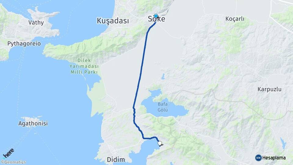 Aydın Söke Akbük Didim Arası Kaç Km - Yol Haritası