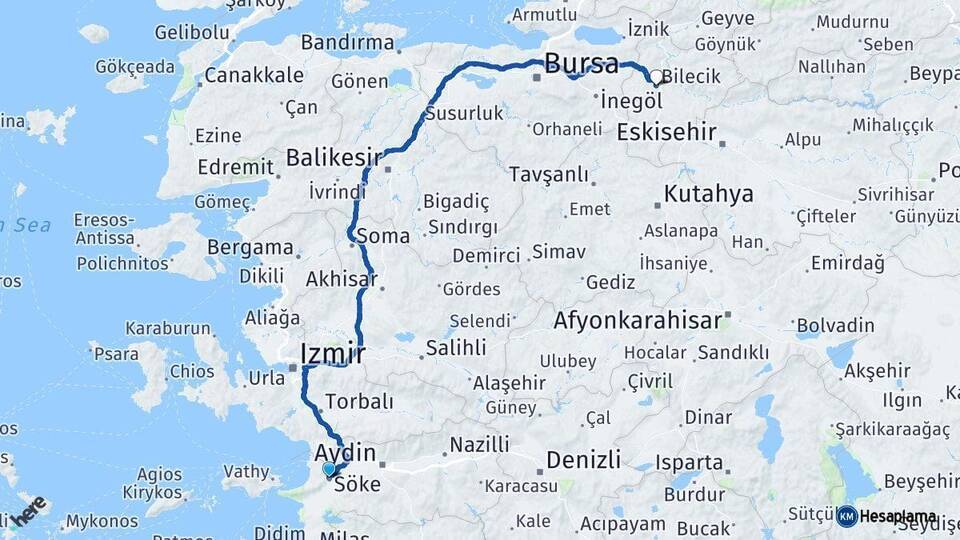Söke Bilecik Arası Kaç Km - Yol Tarifi