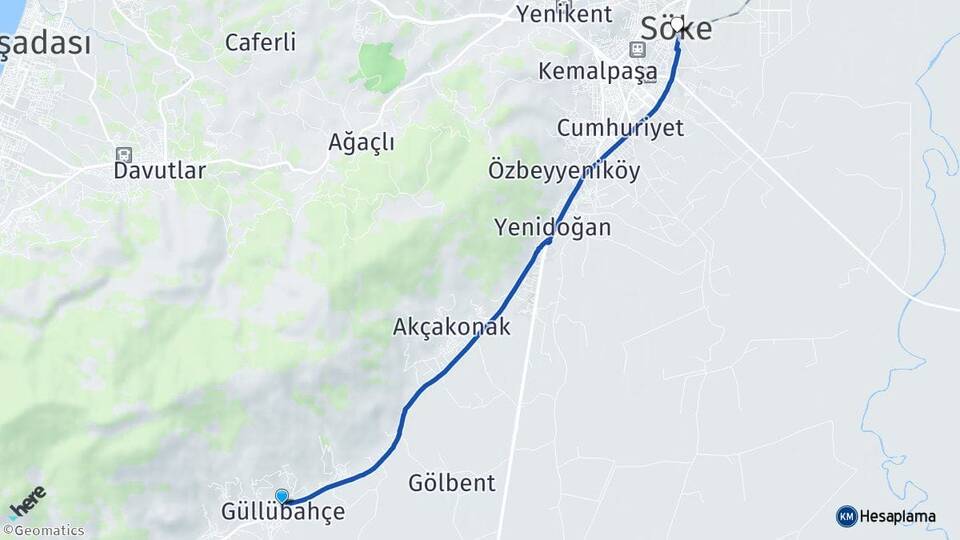 Aydın Söke Güllübahçe Söke Arası Kaç Km - Yol Haritası
