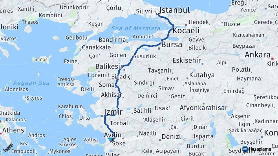 Söke İstanbul Arası Kaç Km - Yol Tarifi