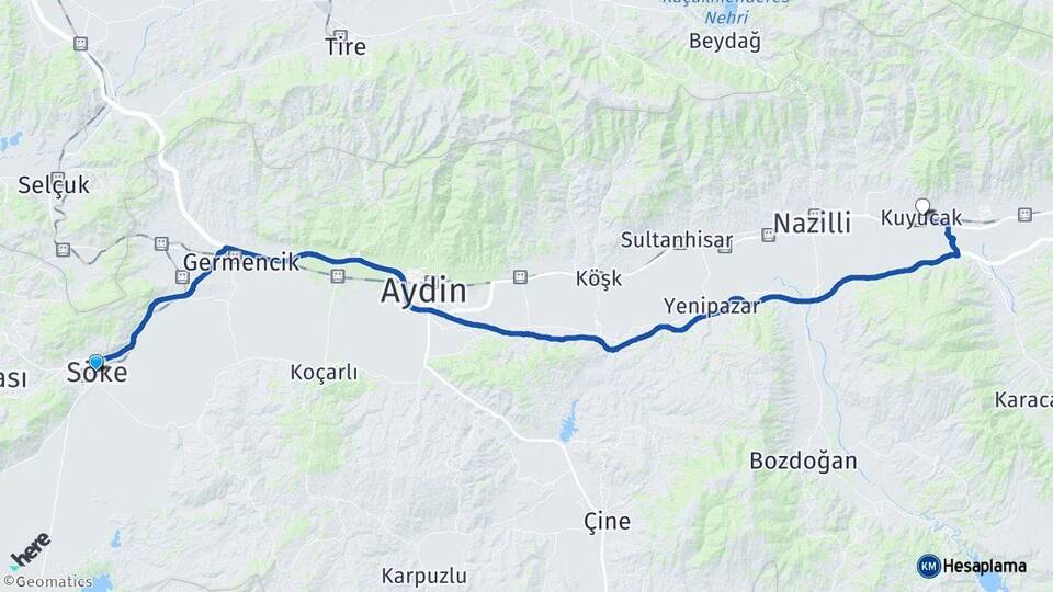 Aydın Söke Kuyucak Arası Kaç Km - Yol Haritası