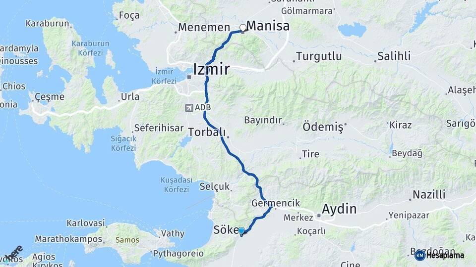 Aydın Söke Manisa Arası Kaç Km - Yol Haritası