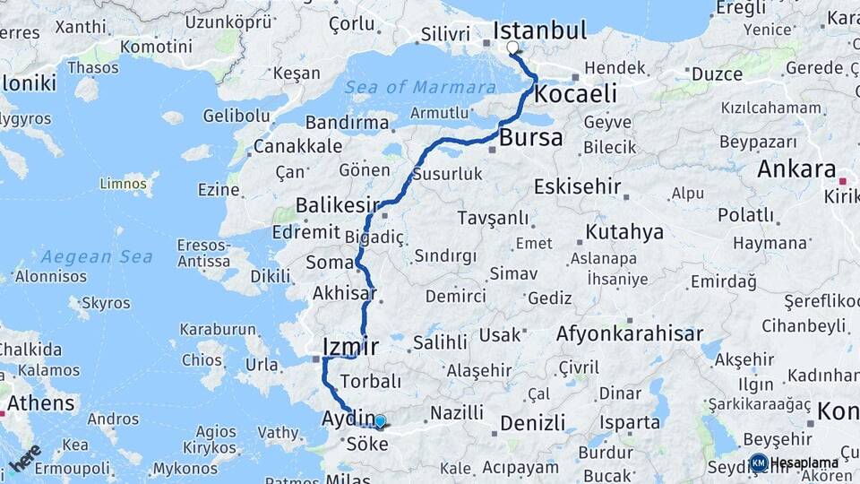 Aydın Sultanbeyli İstanbul Arası Kaç Km - Yol Haritası