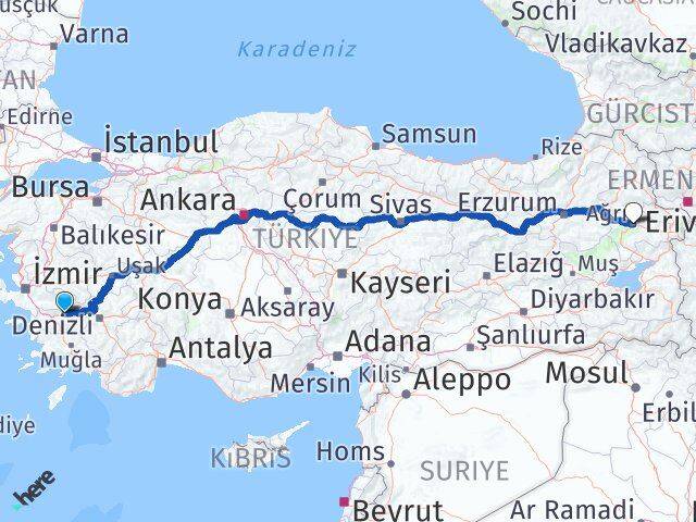 Aydın Sultanhisar Ağrı Arası Kaç Km - Yol Haritası