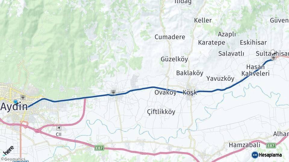 Aydın Sultanhisar Arası Kaç Km - Yol Haritası