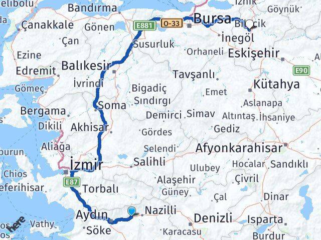 Aydın Sultanhisar Bilecik Arası Kaç Km - Yol Haritası