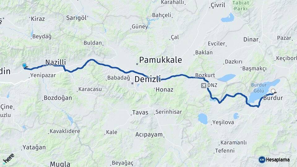 Aydın Sultanhisar Burdur Arası Kaç Km - Yol Haritası