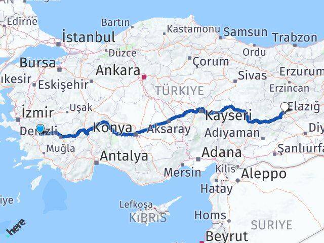 Aydın Sultanhisar Elazığ Arası Kaç Km - Yol Haritası
