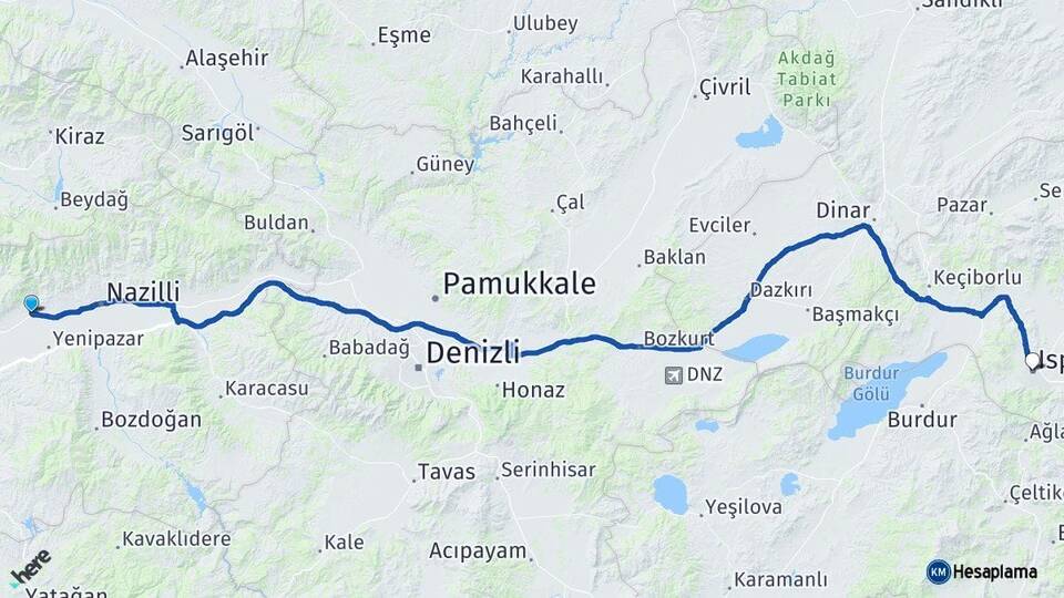 Aydın Sultanhisar Isparta Arası Kaç Km - Yol Haritası