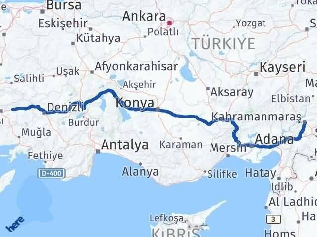 Aydın Sultanhisar Kahramanmaraş Arası Kaç Km - Yol Haritası