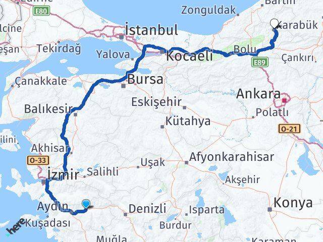 Aydın Sultanhisar Karabük Arası Kaç Km - Yol Haritası