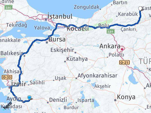 Aydın Sultanhisar Kastamonu Arası Kaç Km - Yol Haritası