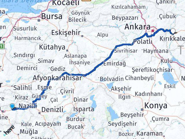 Aydın Sultanhisar Kırıkkale Arası Kaç Km - Yol Haritası