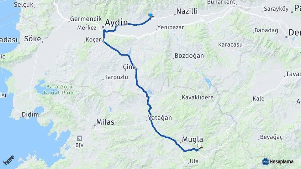 Aydın Sultanhisar Muğla Arası Kaç Km - Yol Haritası