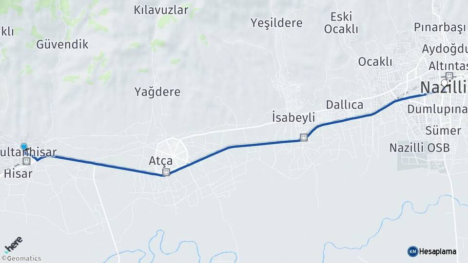 Aydın Sultanhisar Nazilli Arası Kaç Km - Yol Haritası