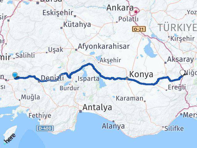 Aydın Sultanhisar Niğde Arası Kaç Km - Yol Haritası