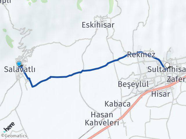 Salavatlı Sultanhisar Arası Kaç Km - Yol Tarifi