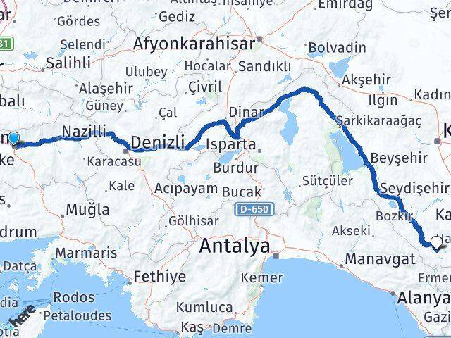 Aydın Taşkent Arası Kaç Km - Yol Tarifi