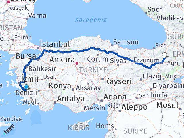 Aydın Tortum Erzurum Arası Kaç Km - Yol Haritası