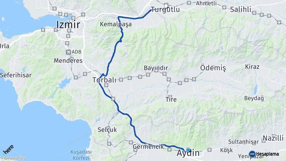 Aydın Turgutlu Manisa Arası Kaç Km - Yol Haritası