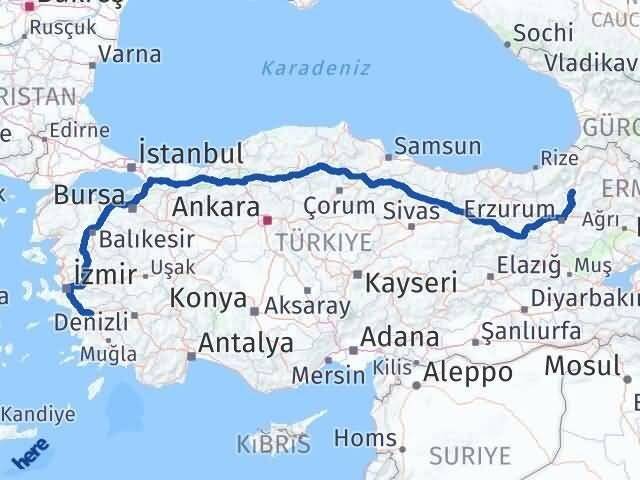 Aydın Uzundere Erzurum Arası Kaç Km - Yol Haritası