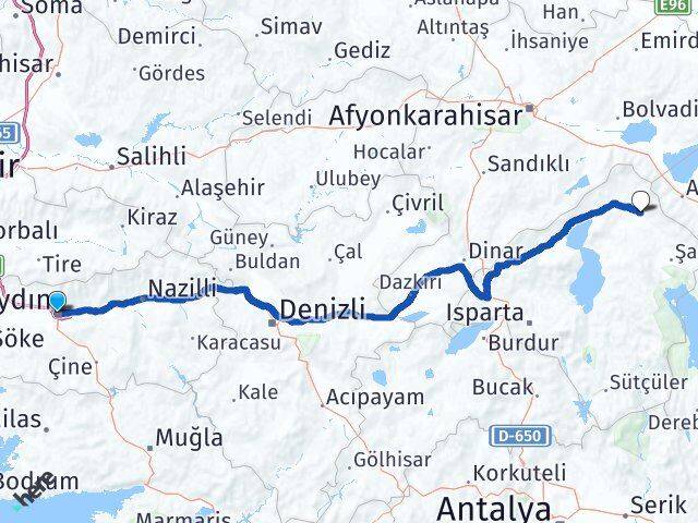 Aydın Yalvaç Isparta Arası Kaç Km - Yol Haritası