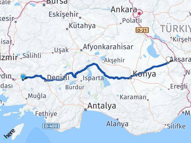 Aydın Yenipazar Aksaray Arası Kaç Km - Yol Haritası