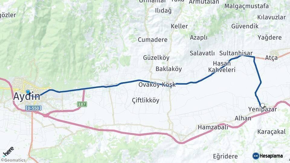 Aydın Yenipazar Arası Kaç Km - Yol Haritası