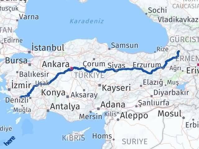 Aydın Yenipazar Ardahan Arası Kaç Km - Yol Haritası