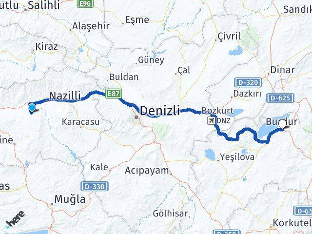 Aydın Yenipazar Burdur Arası Kaç Km - Yol Haritası