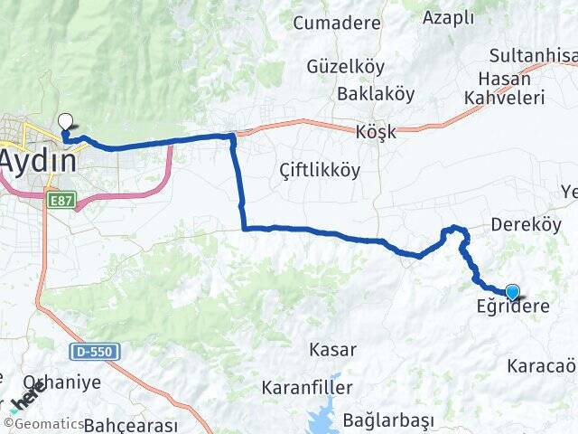 Eğridere Adnan Menderes Üniversitesi Arası Kaç Km - Yol Tarifi