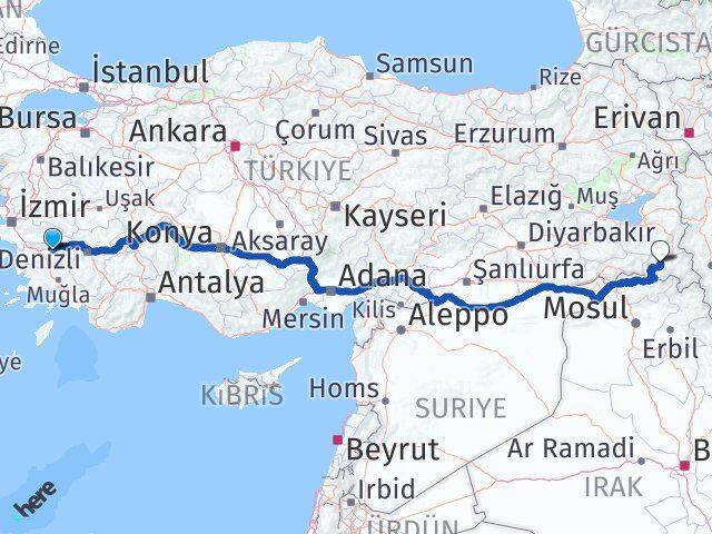 Aydın Yenipazar Hakkari Arası Kaç Km - Yol Haritası