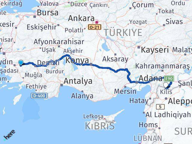 Aydın Yenipazar Kilis Arası Kaç Km - Yol Haritası