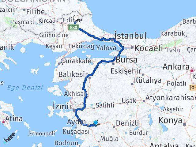Aydın Yenipazar Kırklareli Arası Kaç Km - Yol Haritası