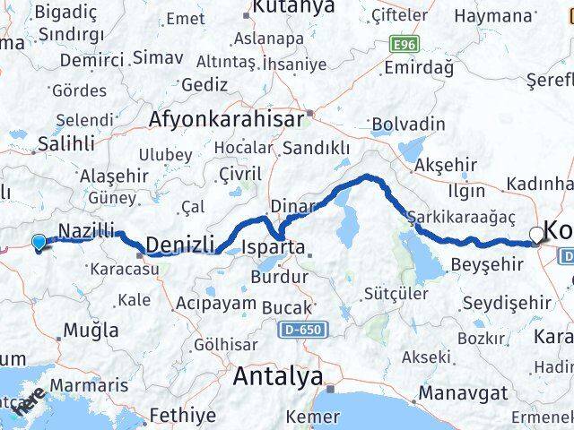 Aydın Yenipazar Konya Arası Kaç Km - Yol Haritası