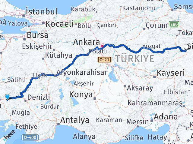 Aydın Yenipazar Sivas Arası Kaç Km - Yol Haritası