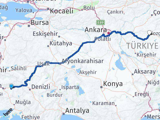 Aydın Yenipazar Yozgat Arası Kaç Km - Yol Haritası