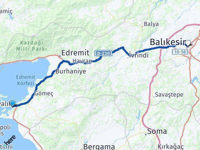 Ayvalık Feribot Terminali Balıkesir Arası Kaç Km - Yol Tarifi