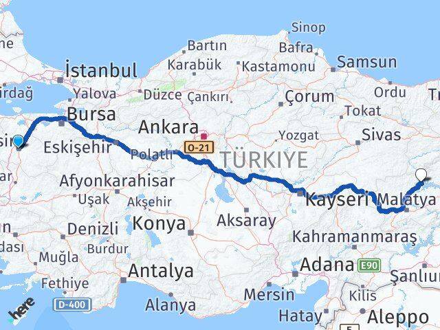 Balıkesir Ağın Elazığ Arası Kaç Km - Yol Haritası
