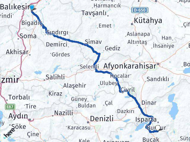 Balıkesir Ağlasun Burdur Arası Kaç Km - Yol Haritası