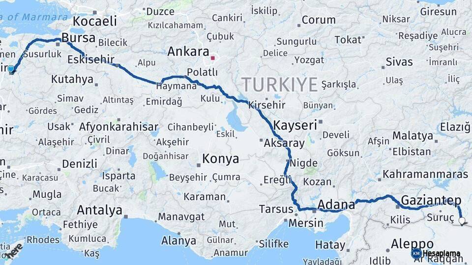 Balıkesir Akçakale Şanlıurfa Arası Kaç Km - Yol Haritası