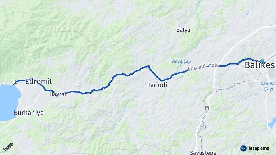 Balıkesir Akçay Edremit Arası Kaç Km - Yol Haritası