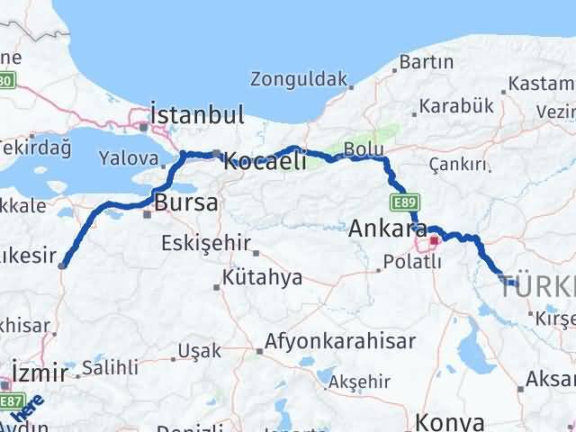 Balıkesir Akpınar Kırşehir Arası Kaç Km - Yol Haritası