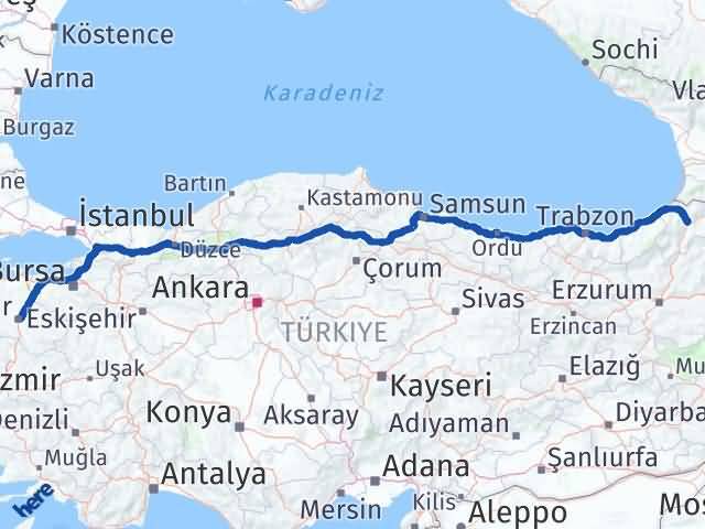 Altıeylül Artvin Arası Kaç Km - Yol Tarifi