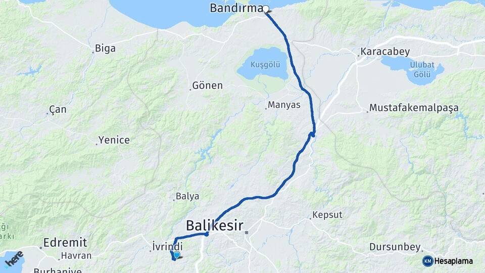 Balıkesir Altıeylül Bandırma Arası Kaç Km - Yol Haritası